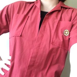 Rust red short sleeve coveralls